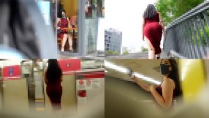 ○○電車 ○○＆ホテル連れ込み＃001 爆乳で巨尻美人